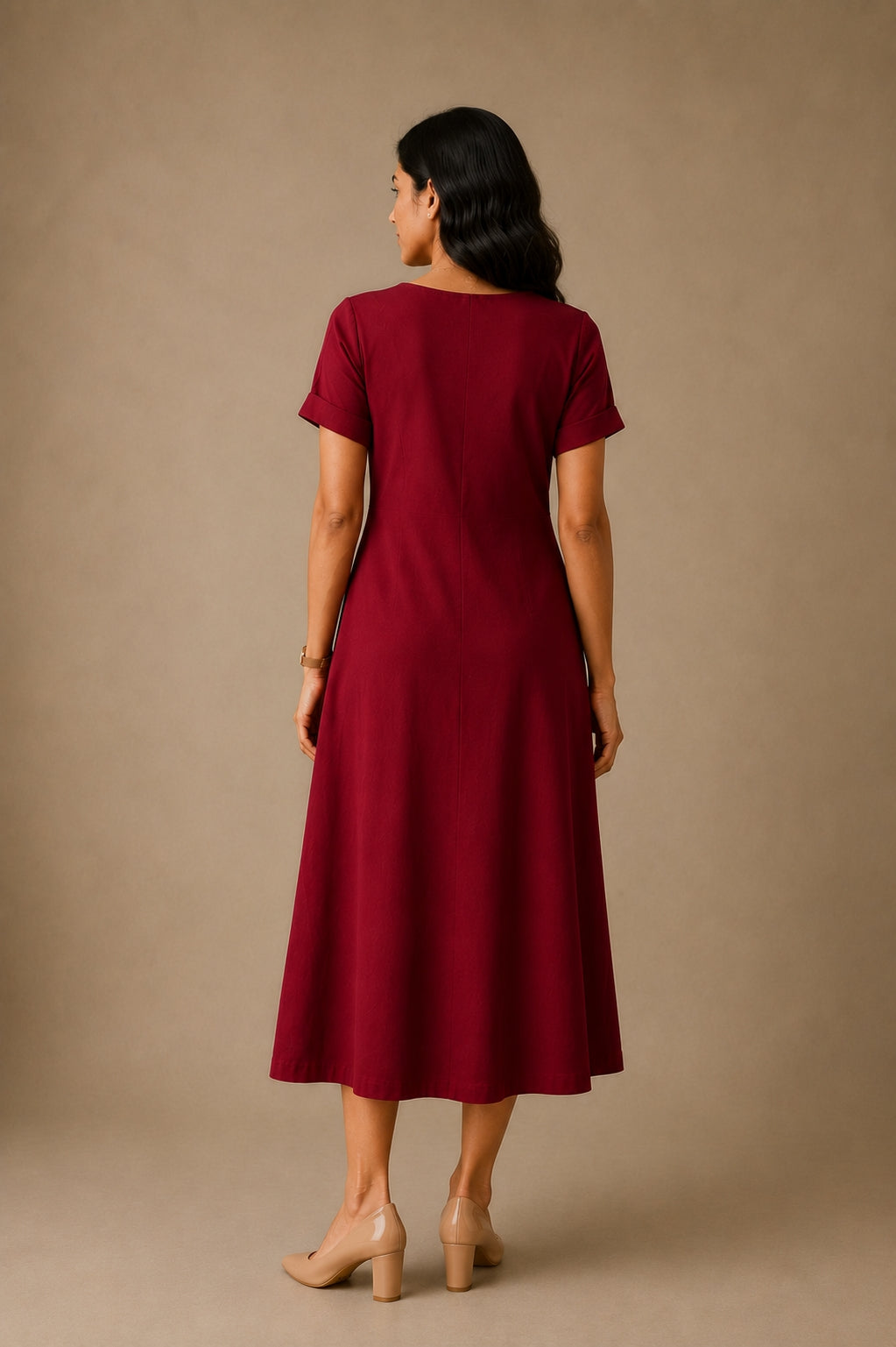 Midi Dress  - Cranberry Red