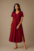 Midi Dress  - Cranberry Red