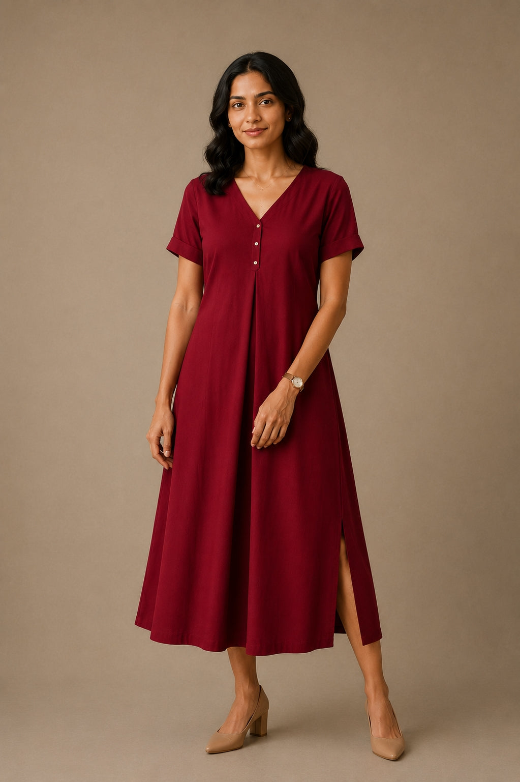Midi Dress  - Cranberry Red