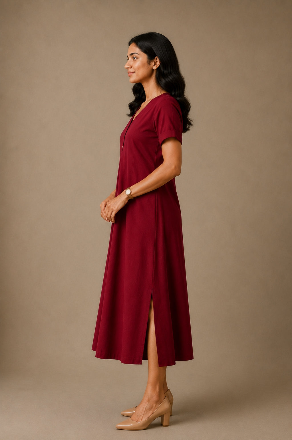 Midi Dress  - Cranberry Red
