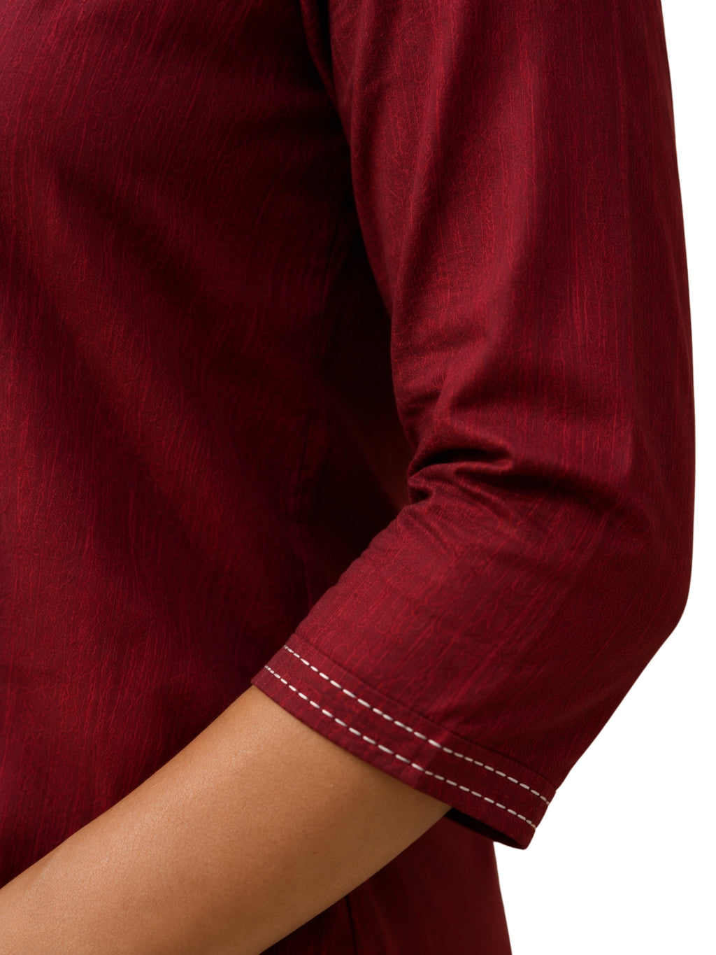 V Neck Top - Wine Maroon