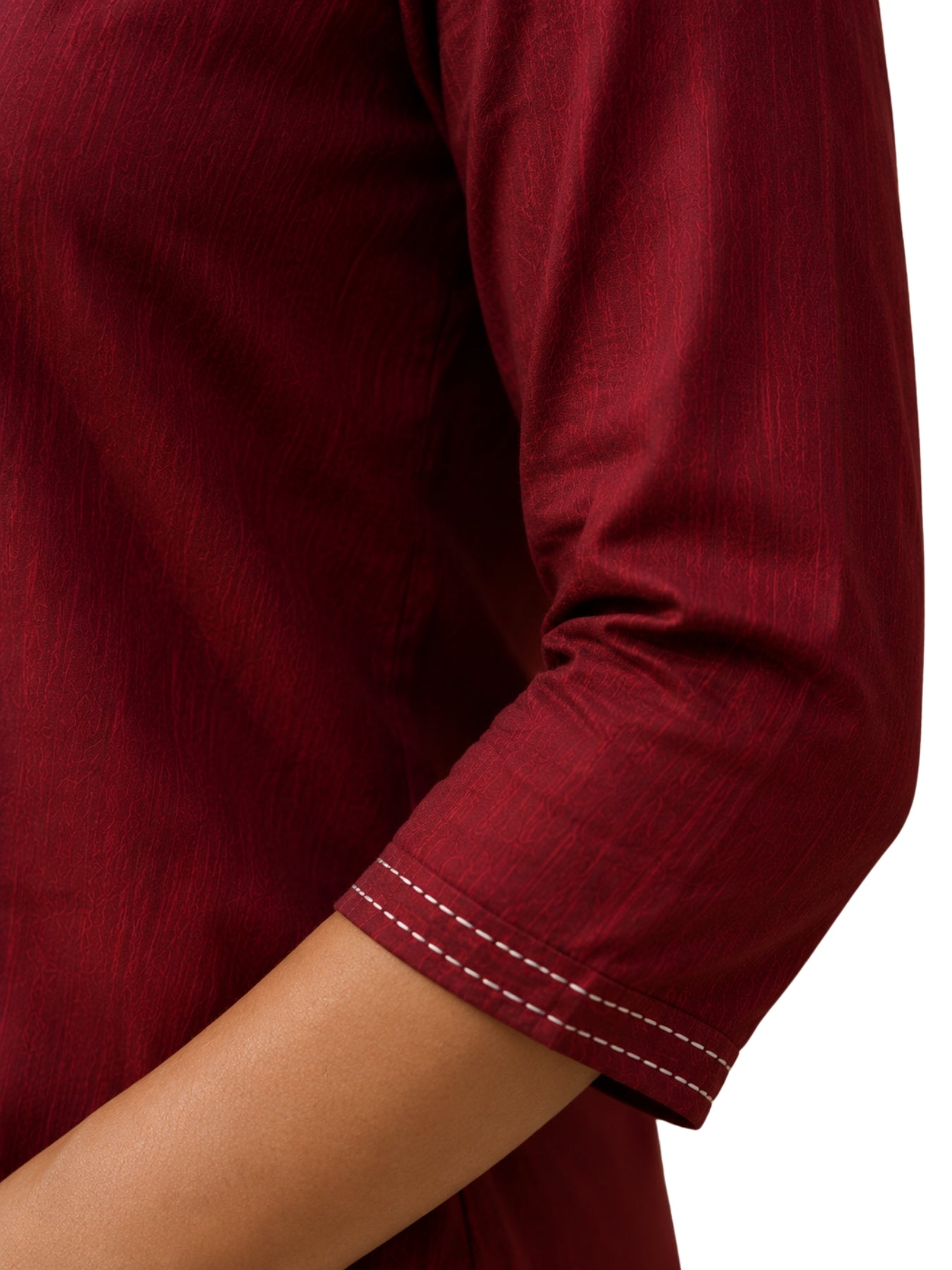 V Neck Top - Wine Maroon