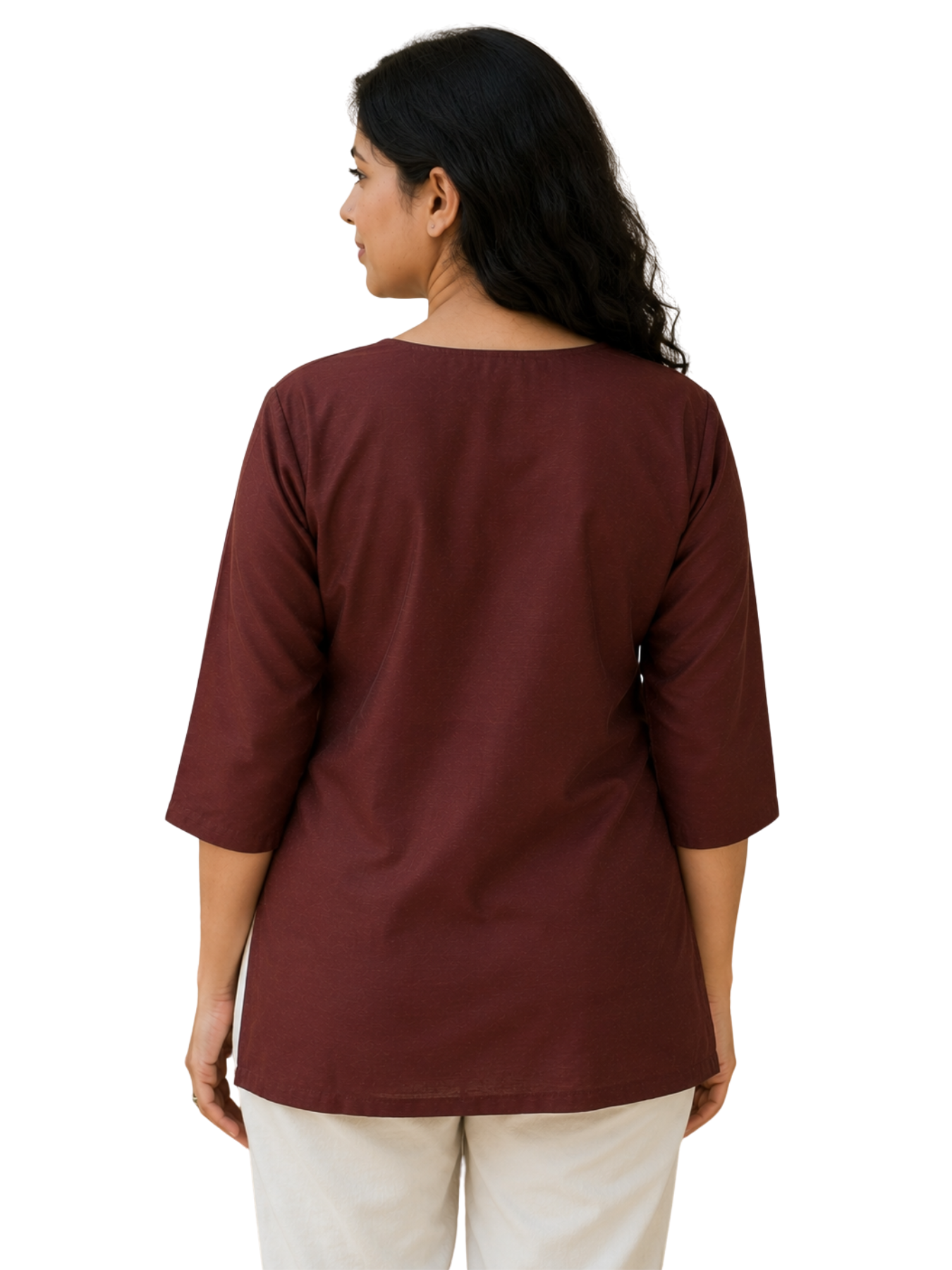 V Neck Top Hand Painted - Brown