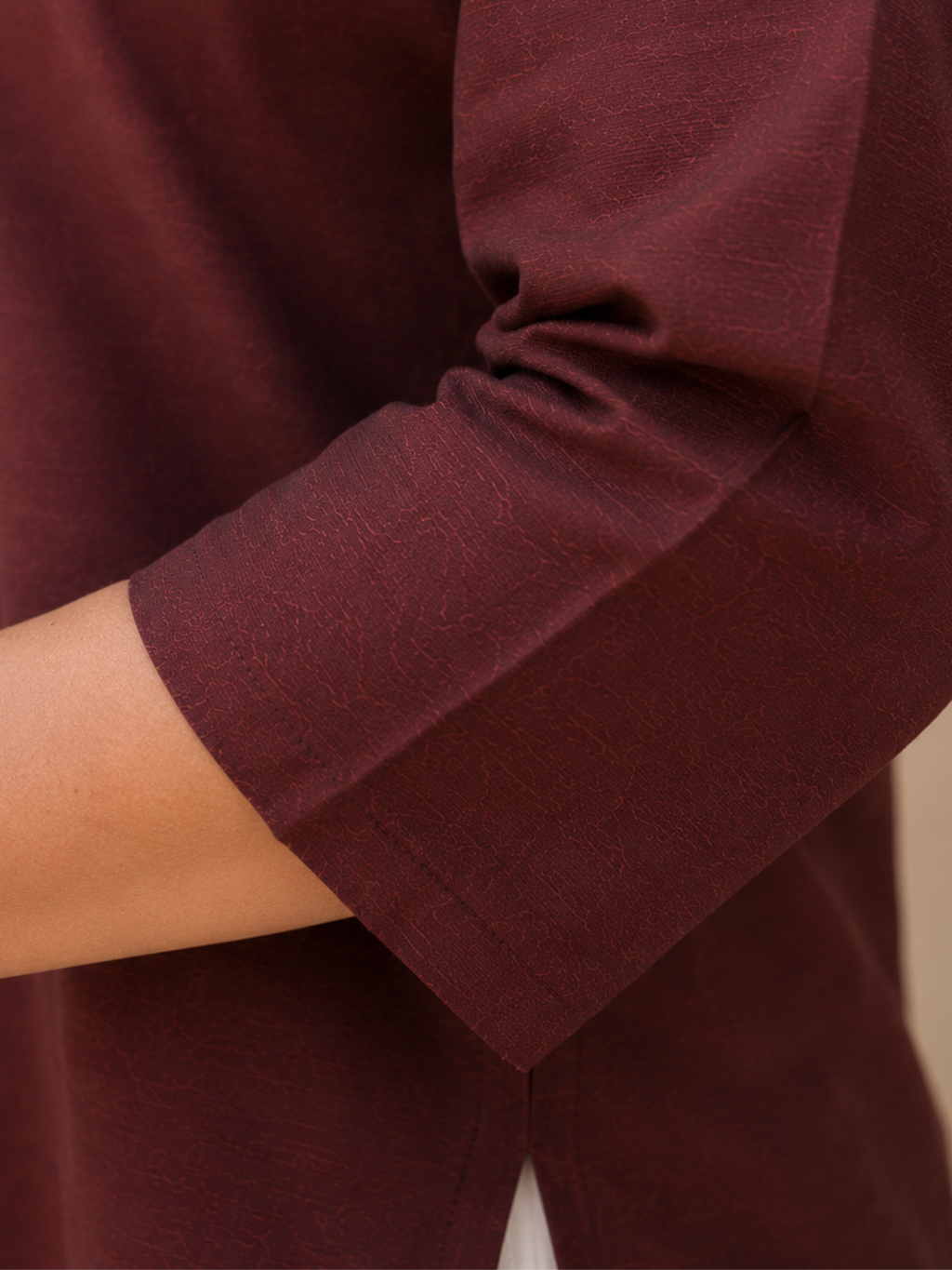 V Neck Top Hand Painted - Brown