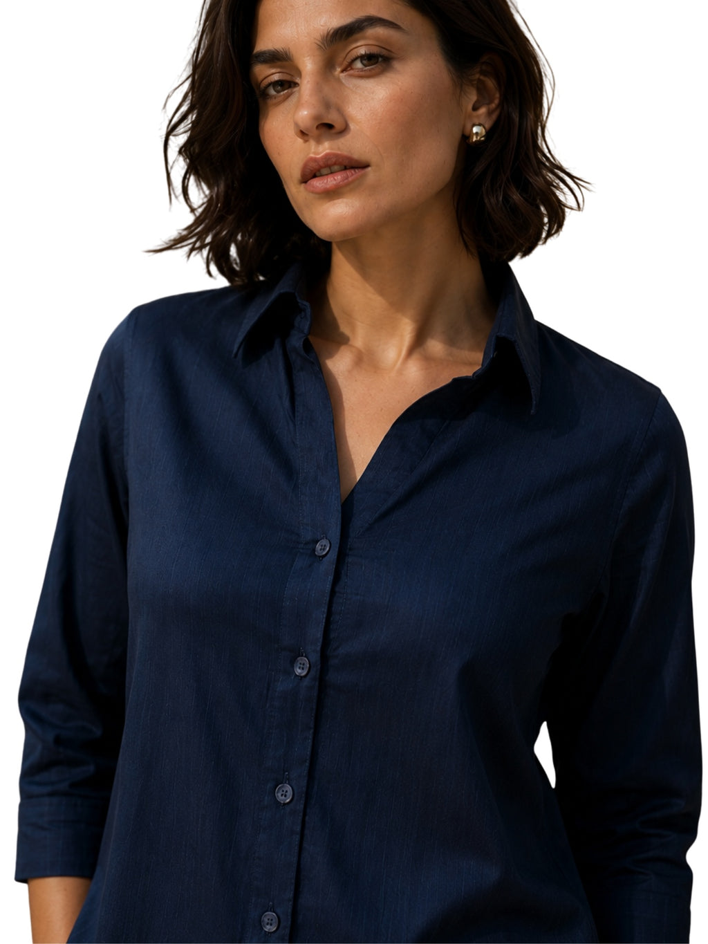 Regular Shirt V Neck - Ink Blue