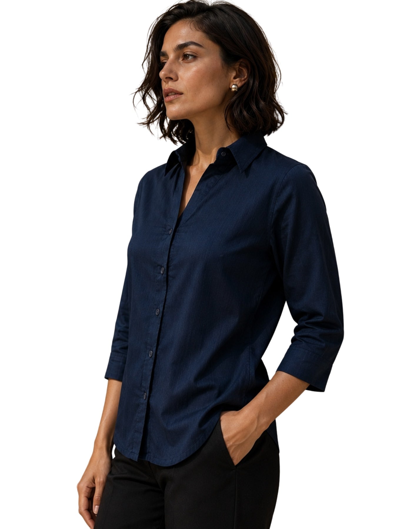 Regular Shirt V Neck - Ink Blue